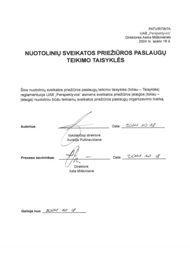 Nuotolinių paslaugų teikimo taisyklės