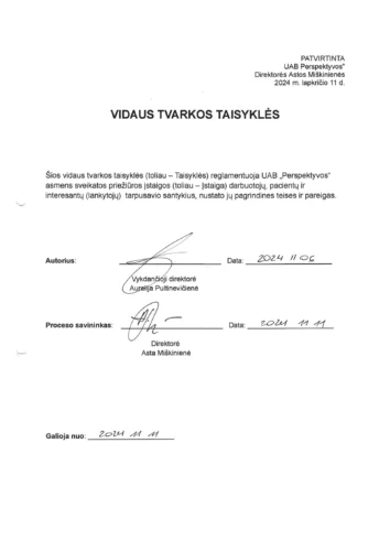 Vidaus tvarkos taisyklės su parašais